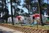 Façades mobile homes allée camping Orbitur Viana do Castelo au Portugal